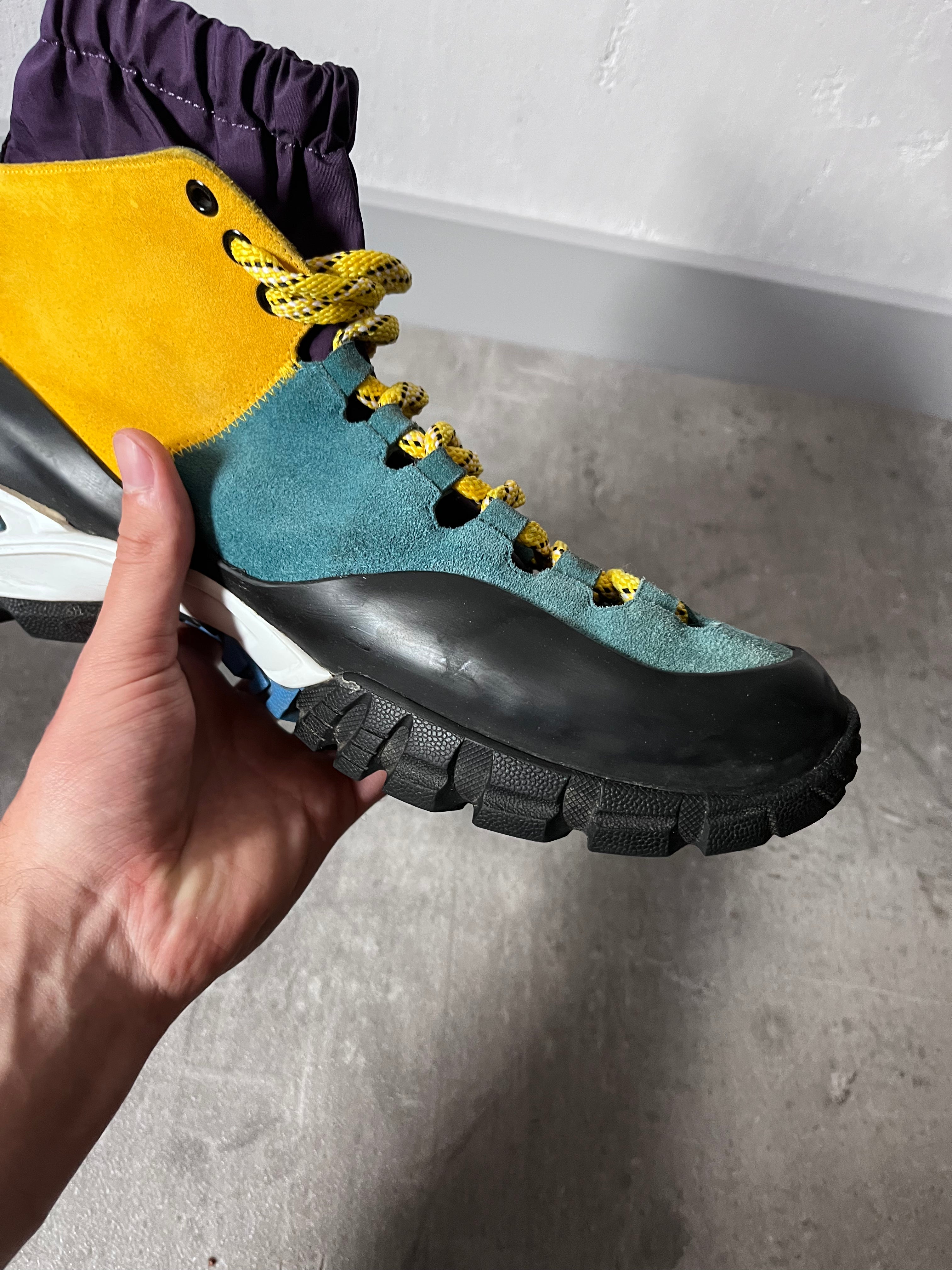 Loewe ELN Climbing Suede Boots Yellow Blue Black Men - 45