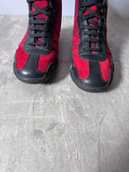 90s Walter Van Beirendonck W&LT Boxing Suede Boots Red Black Women - 36