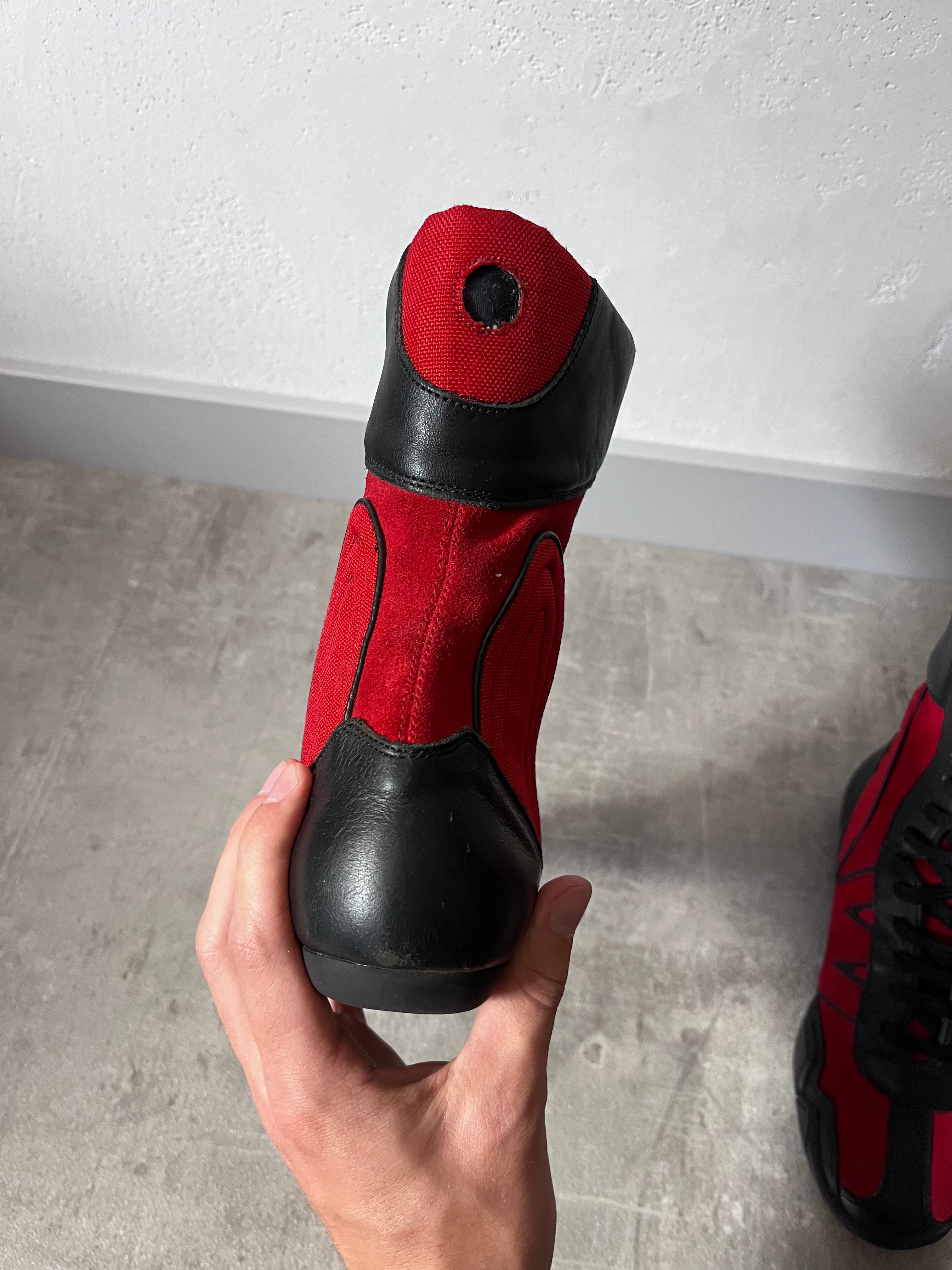 90s Walter Van Beirendonck W&LT Boxing Suede Boots Red Black Women - 36