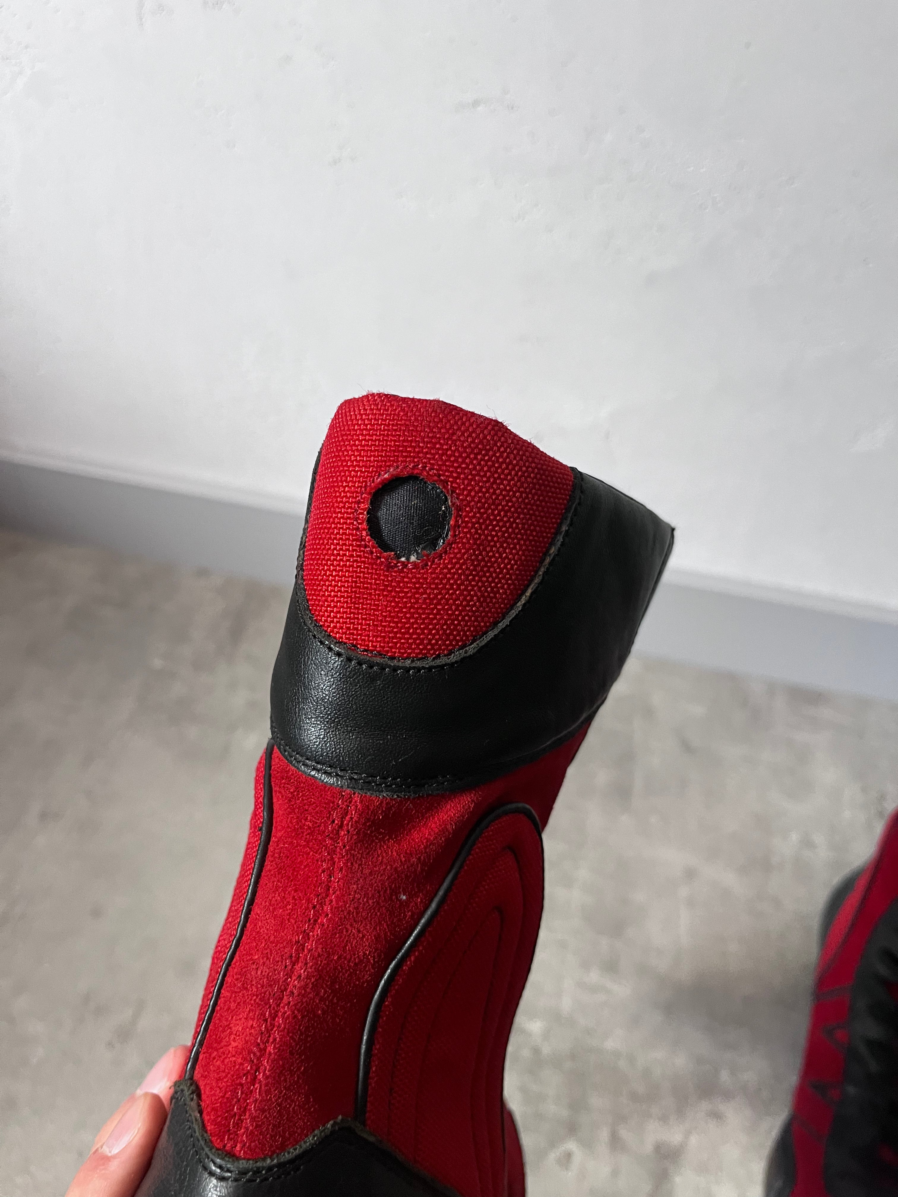 90s Walter Van Beirendonck W&LT Boxing Suede Boots Red Black Women - 36