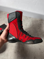 90s Walter Van Beirendonck W&LT Boxing Suede Boots Red Black Women - 36