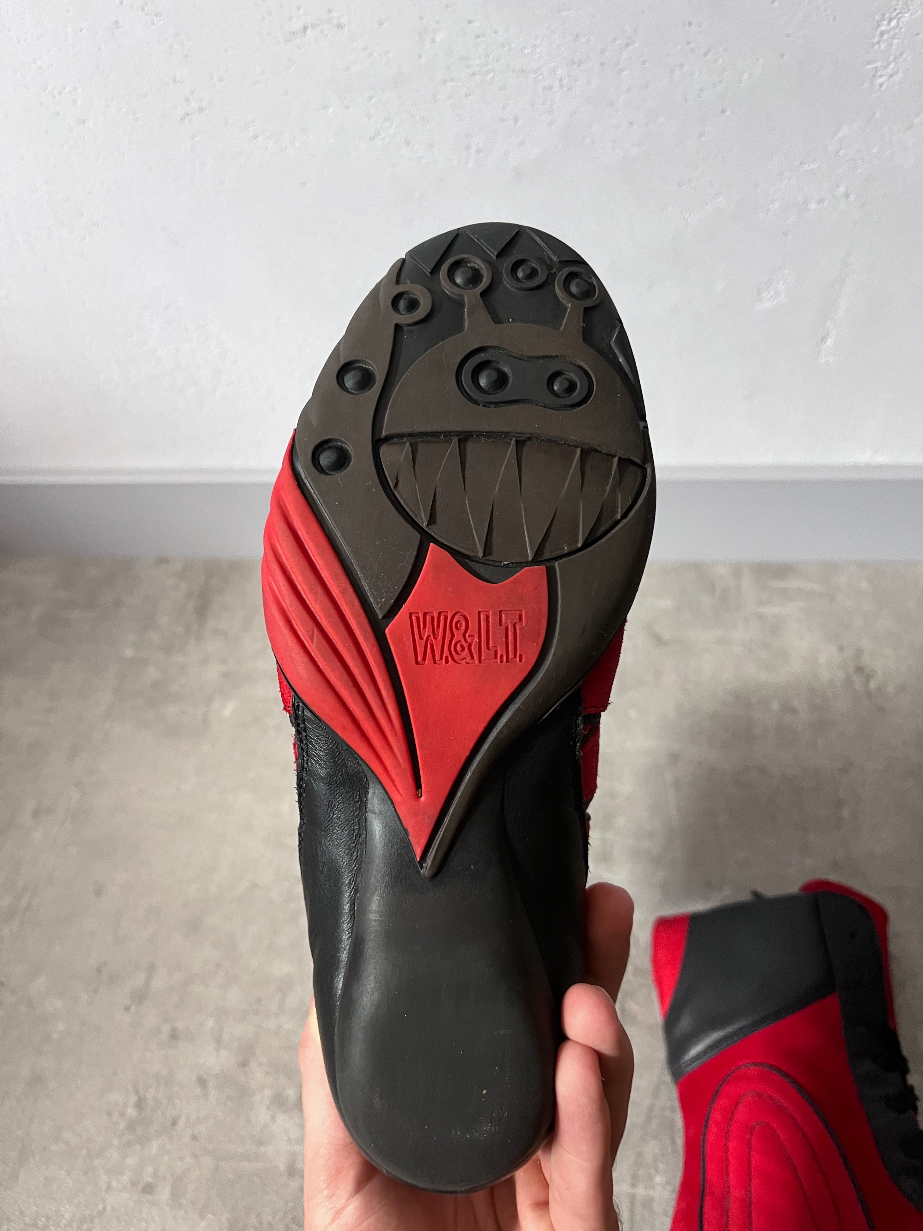 90s Walter Van Beirendonck W&LT Boxing Suede Boots Red Black Women - 36