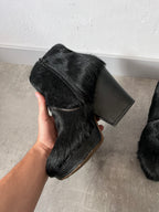 Maison Margiela Pony Hair Ankle Heel Boots Black Women - 40