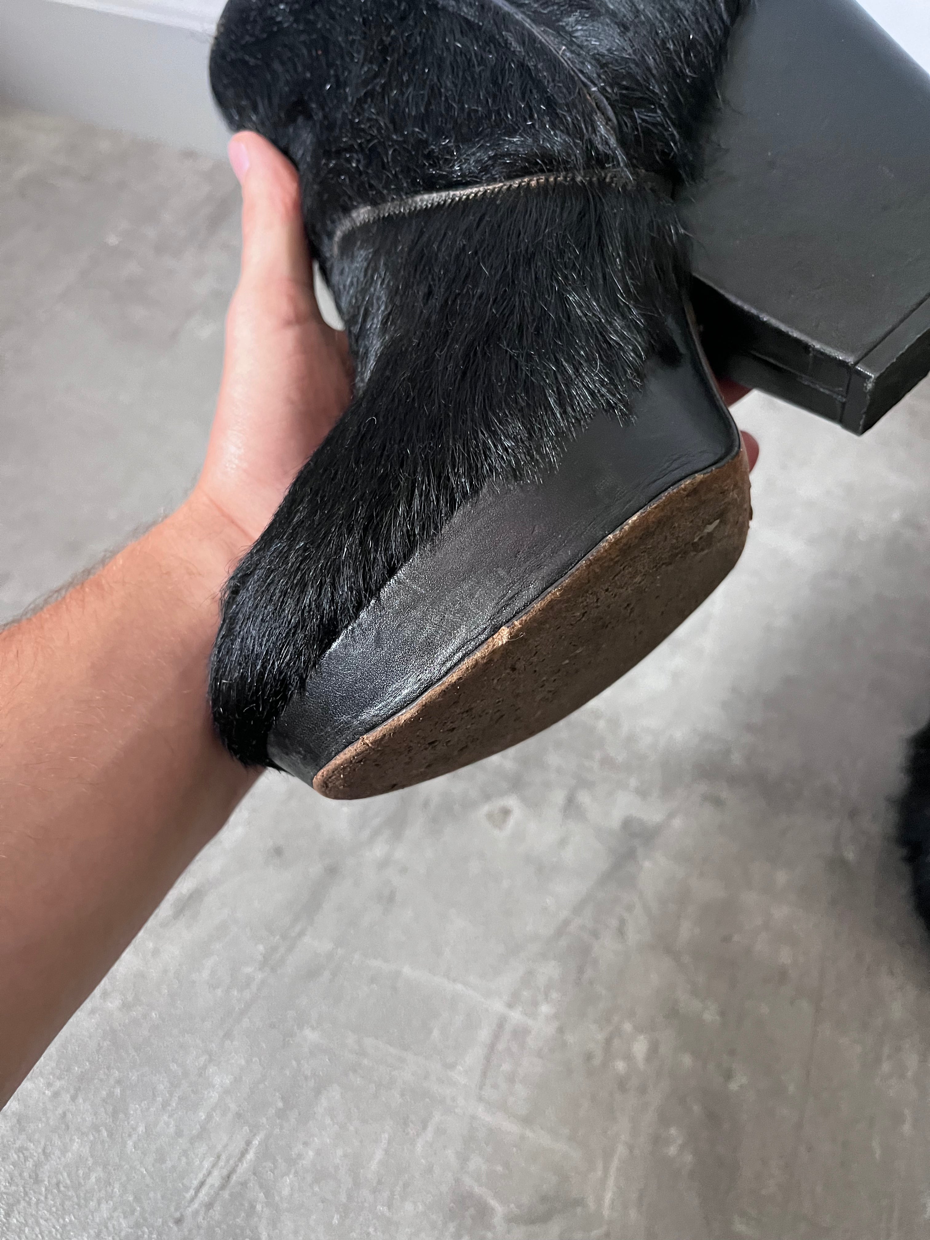 Maison Margiela Pony Hair Ankle Heel Boots Black Women - 40