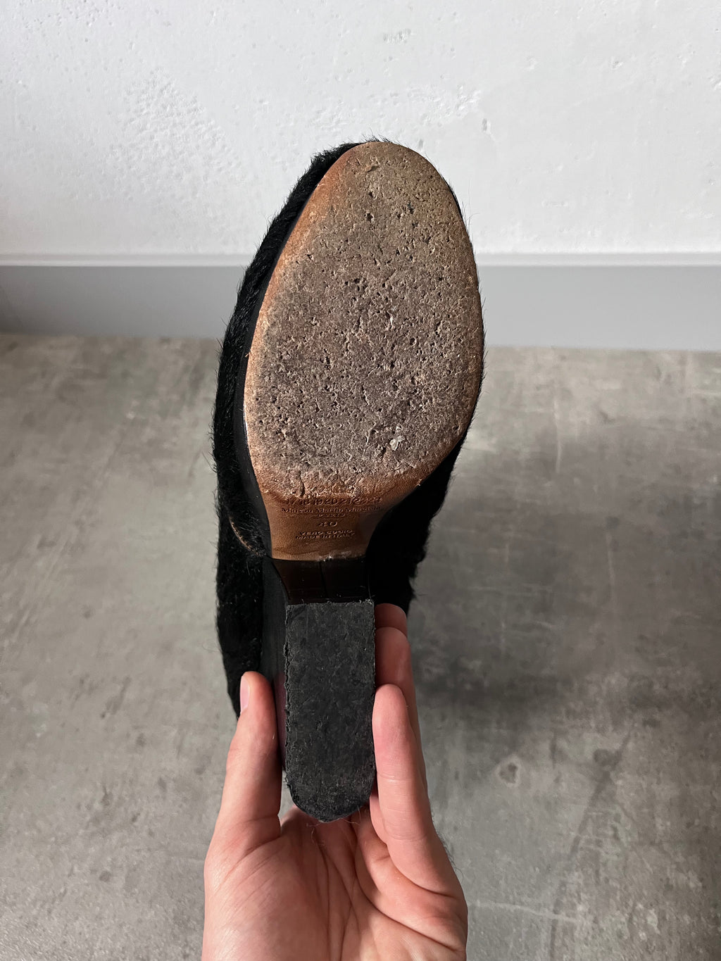 Maison Margiela Pony Hair Ankle Heel Boots Black Women - 40