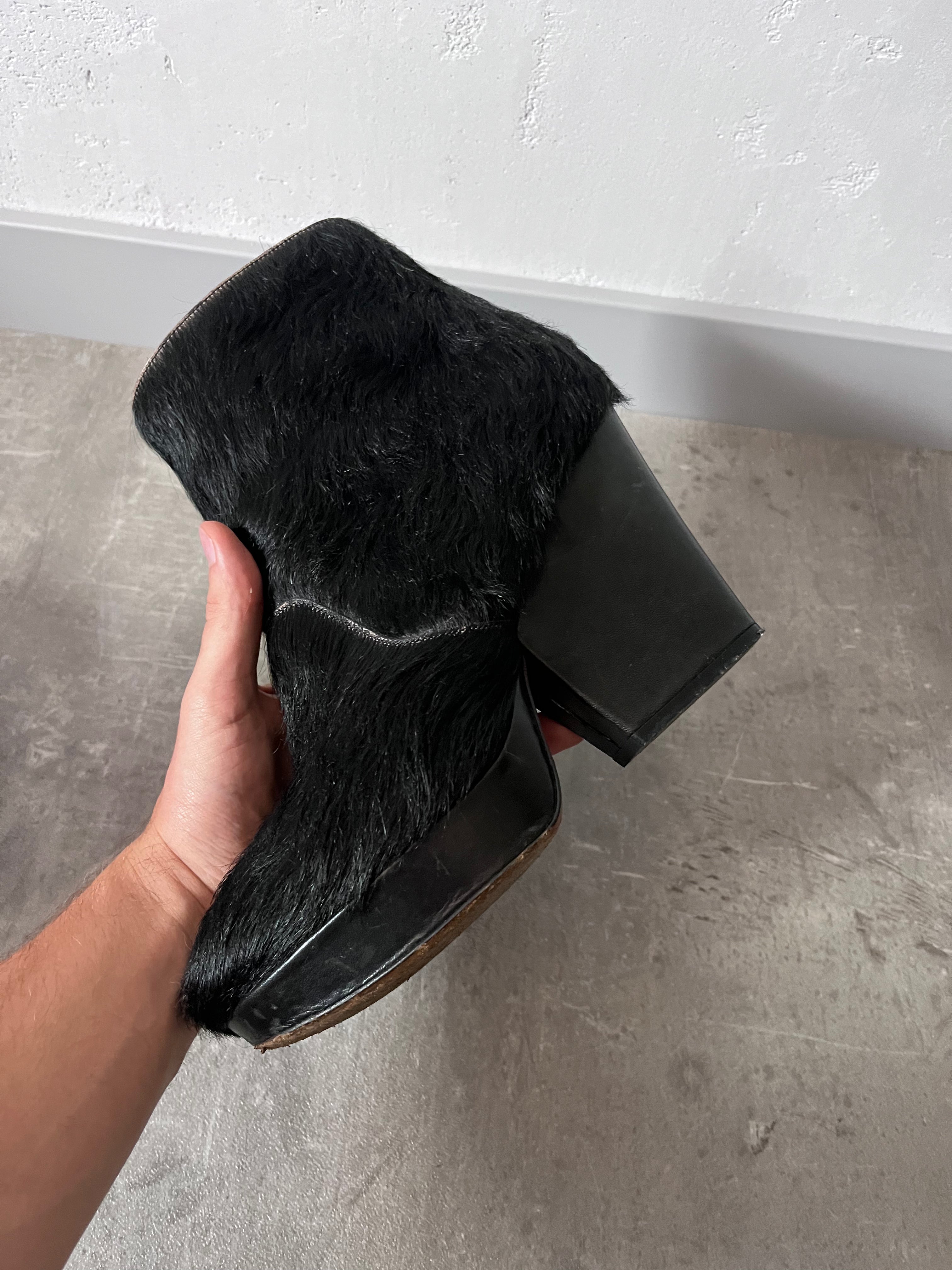 Maison Margiela Pony Hair Ankle Heel Boots Black Women - 40