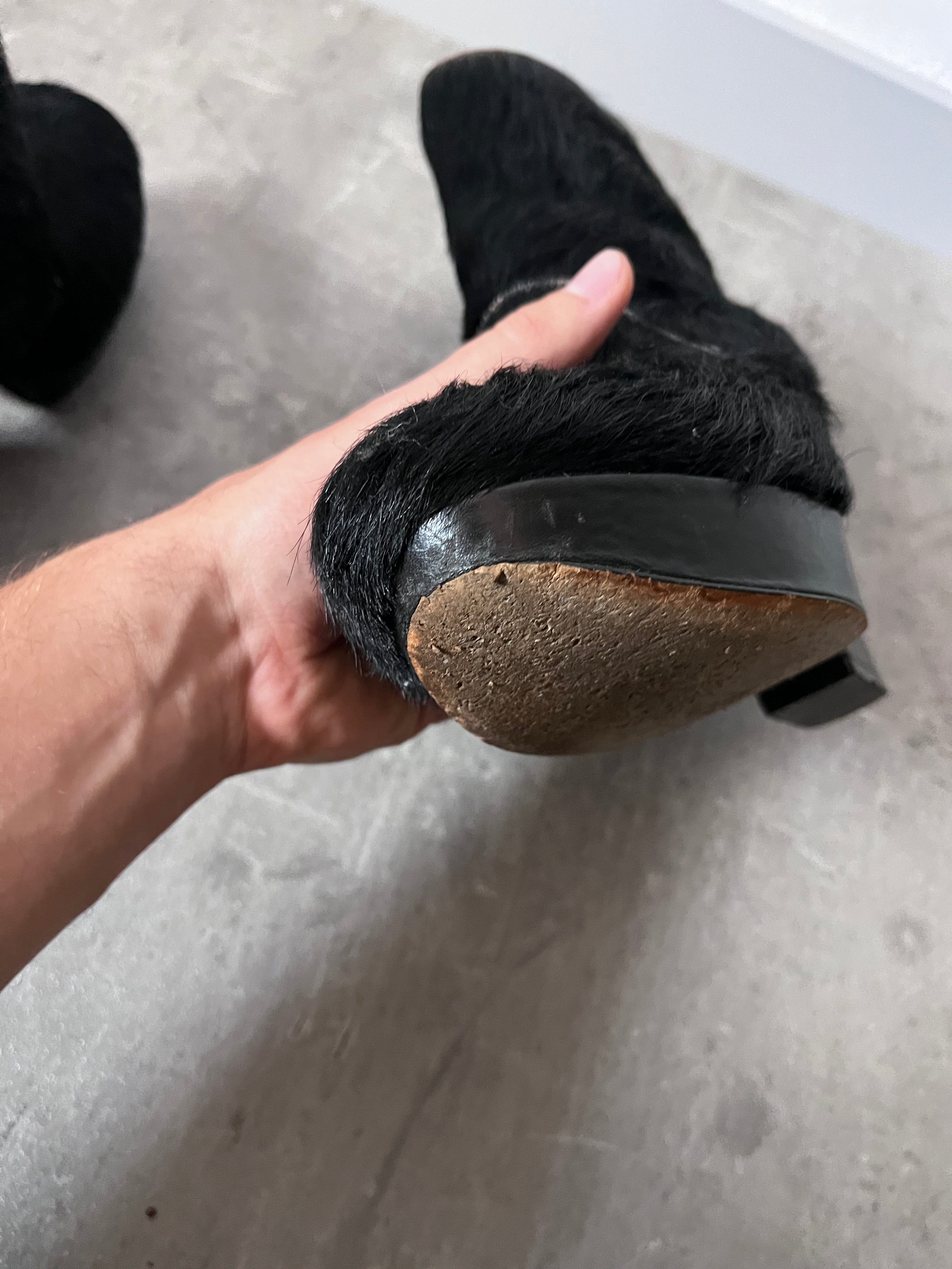 Maison Margiela Pony Hair Ankle Heel Boots Black Women - 40