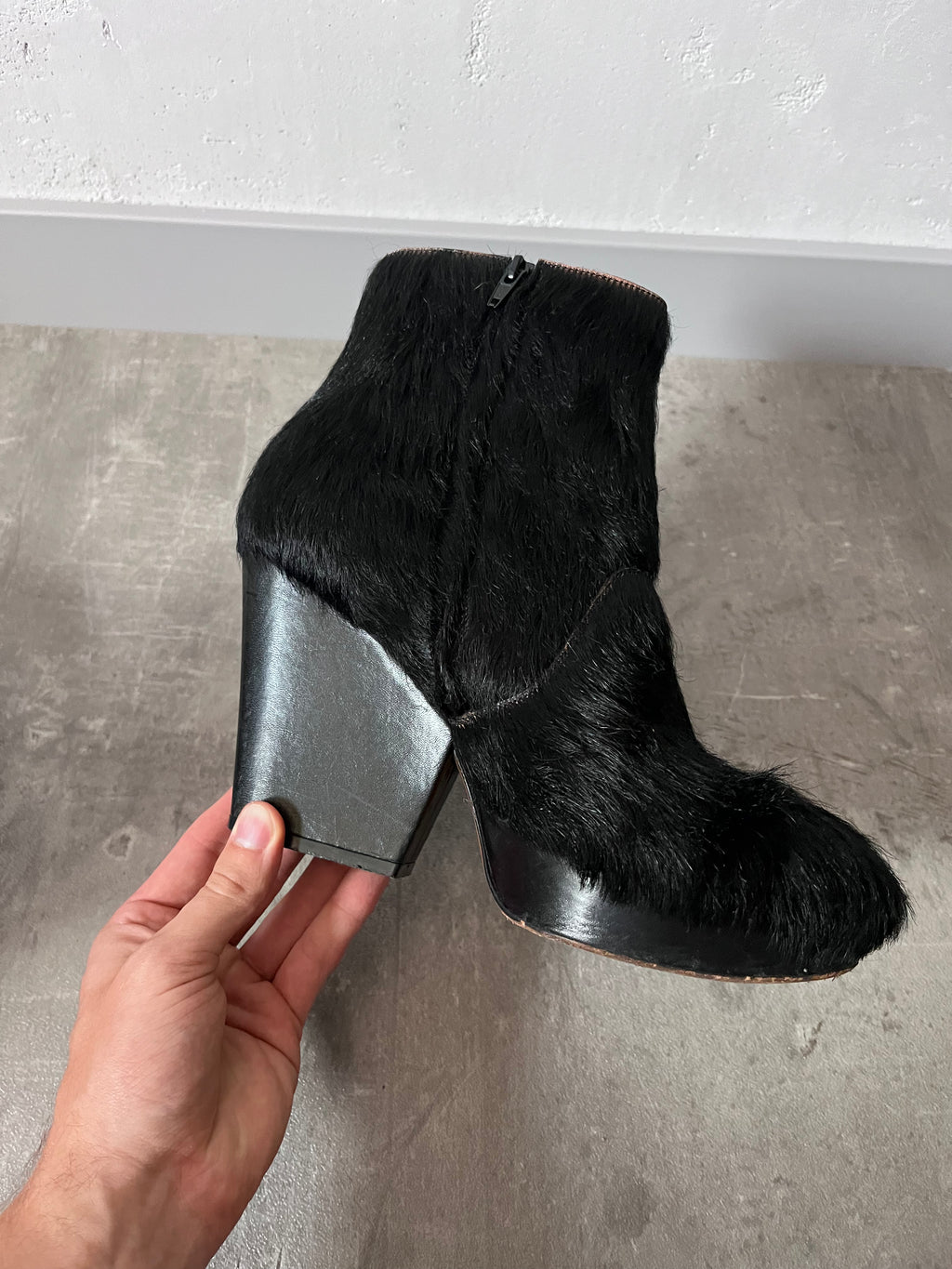 Maison Margiela Pony Hair Ankle Heel Boots Black Women - 40
