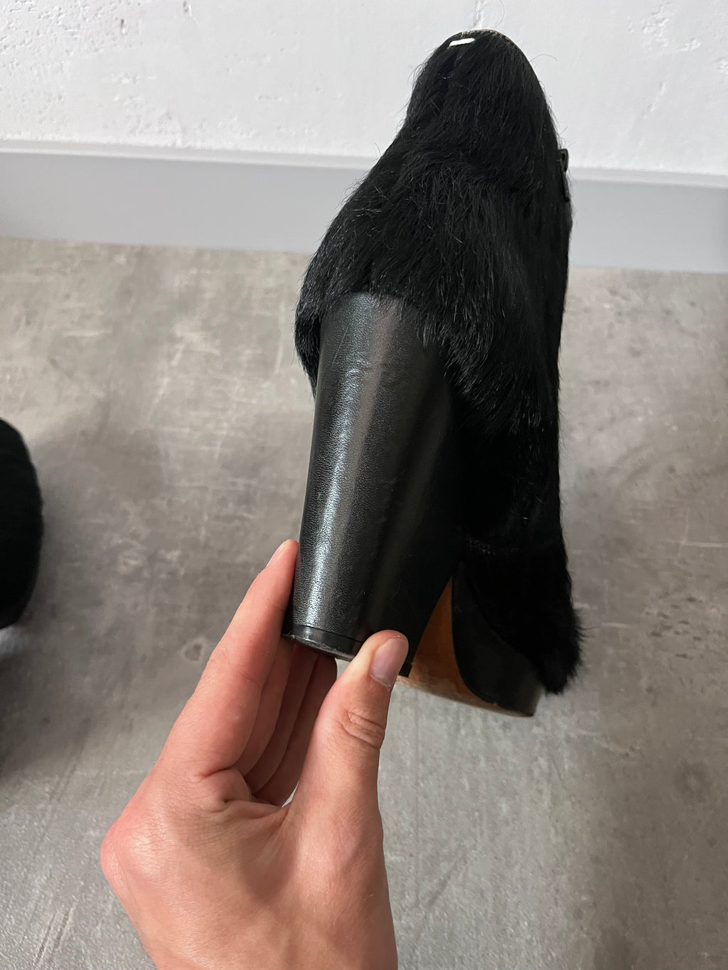 Maison Margiela Pony Hair Ankle Heel Boots Black Women - 40