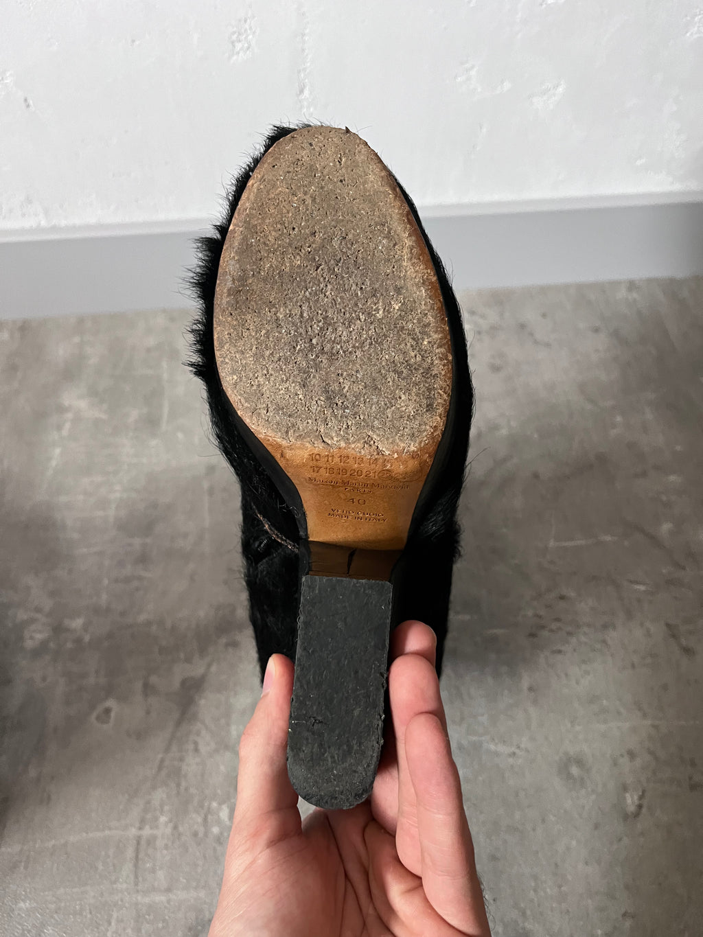 Maison Margiela Pony Hair Ankle Heel Boots Black Women - 40