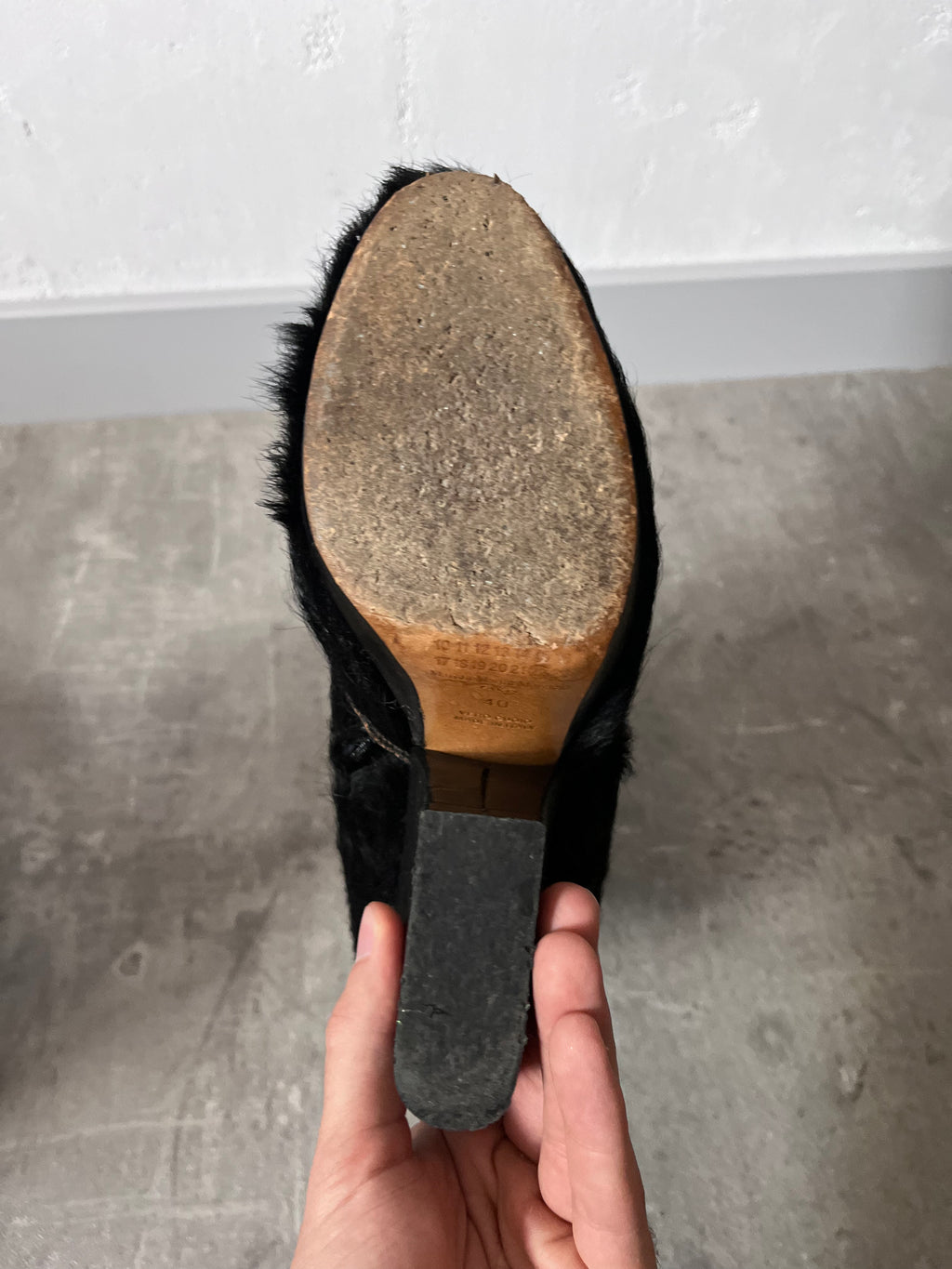 Maison Margiela Pony Hair Ankle Heel Boots Black Women - 40