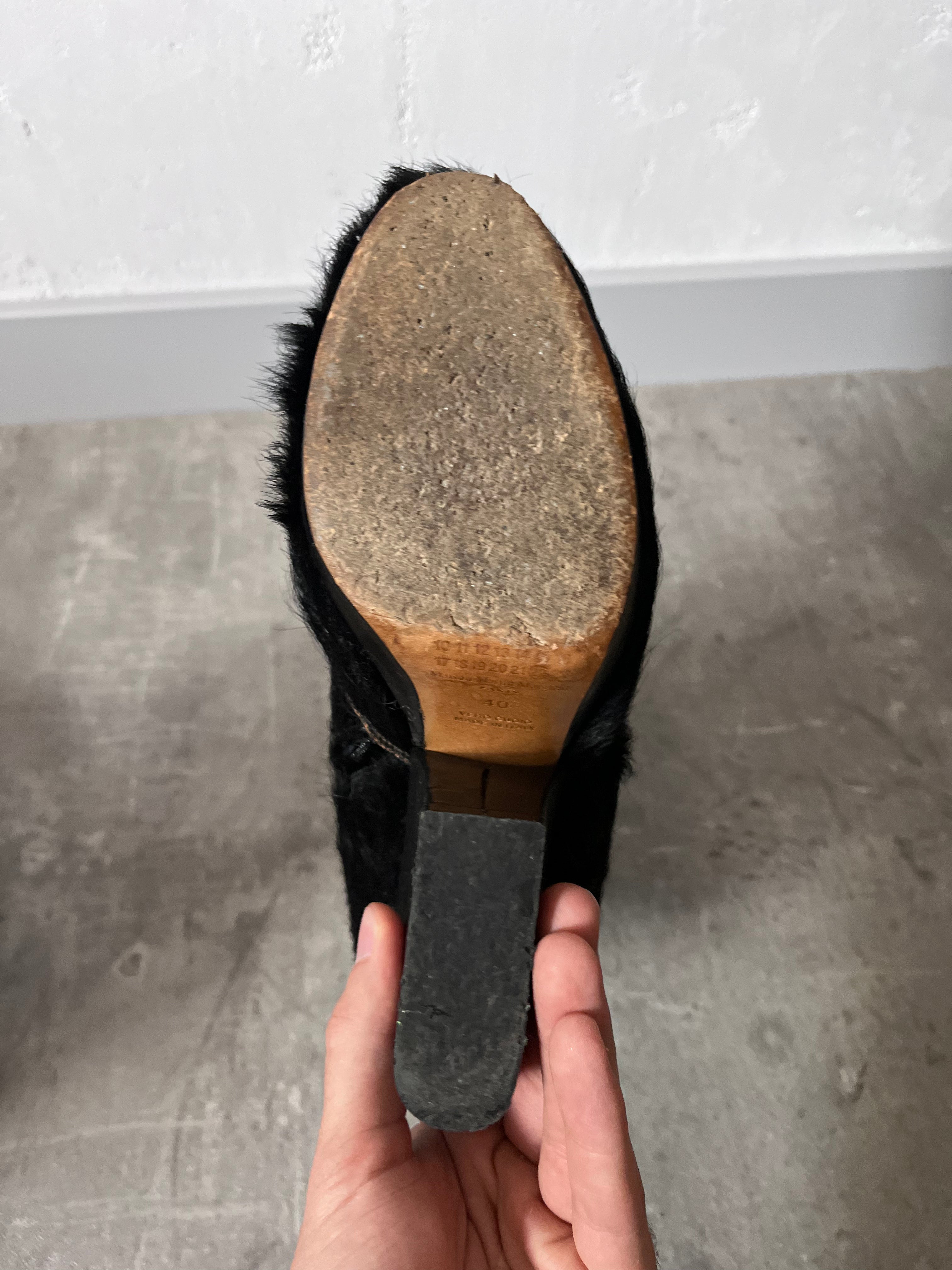 Maison Margiela Pony Hair Ankle Heel Boots Black Women - 40