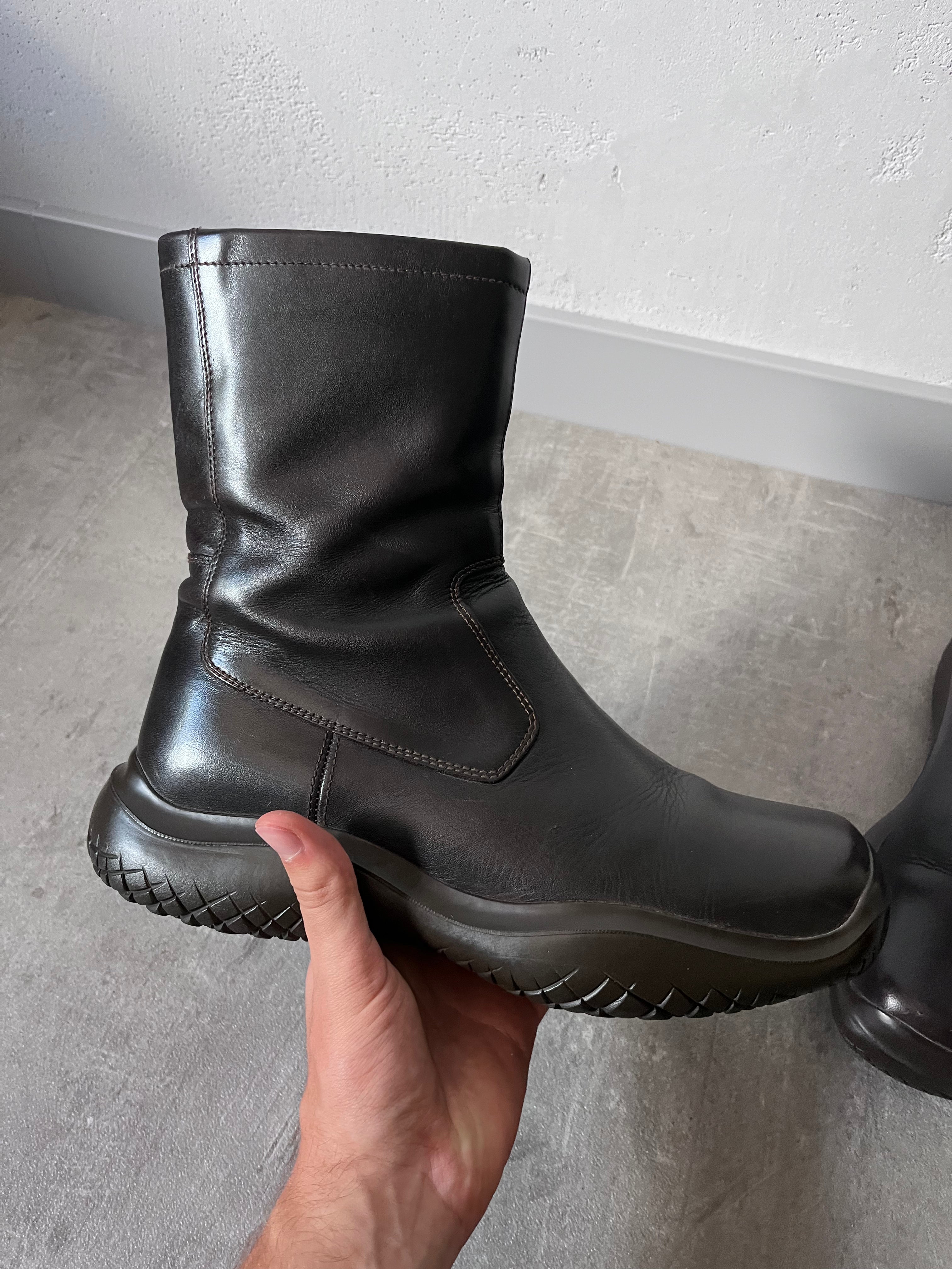 F/W 1999 Prada Ankle Leather Vibram Boots Black Men - 42