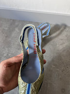 S/S 2000 Miu Miu Snake Skin Slingback Courts Kitten Heels Green Blue Women - 36