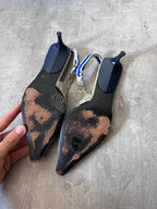 S/S 2000 Miu Miu Snake Skin Slingback Courts Kitten Heels Green Blue Women - 36