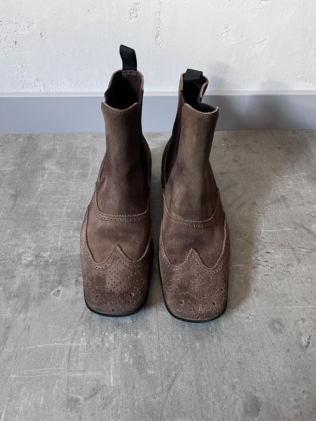 90s Miu Miu Chelsea Suede Bubble Sole Boots Brown Men - 42