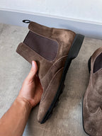 90s Miu Miu Chelsea Suede Bubble Sole Boots Brown Men - 42