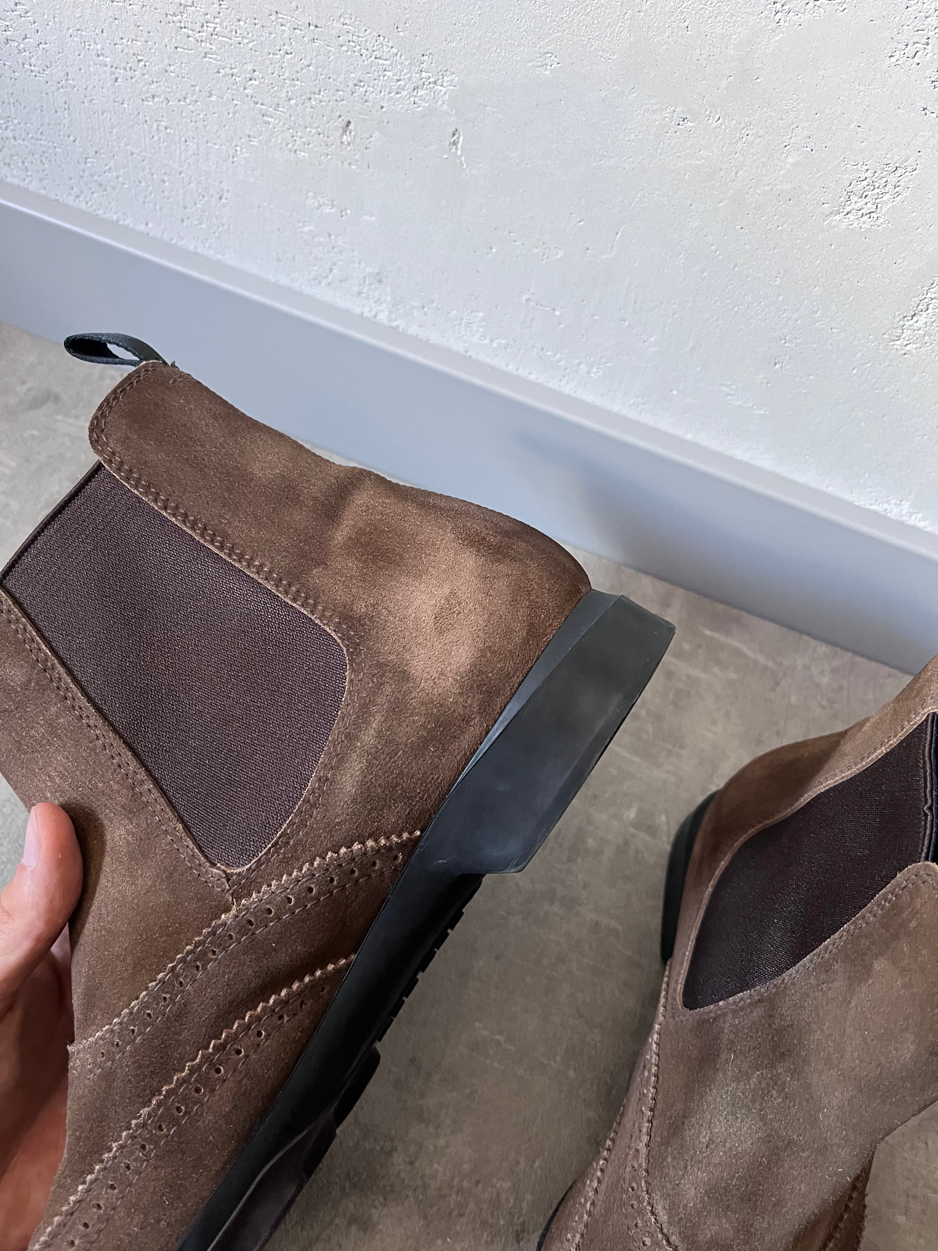 90s Miu Miu Chelsea Suede Bubble Sole Boots Brown Men - 42