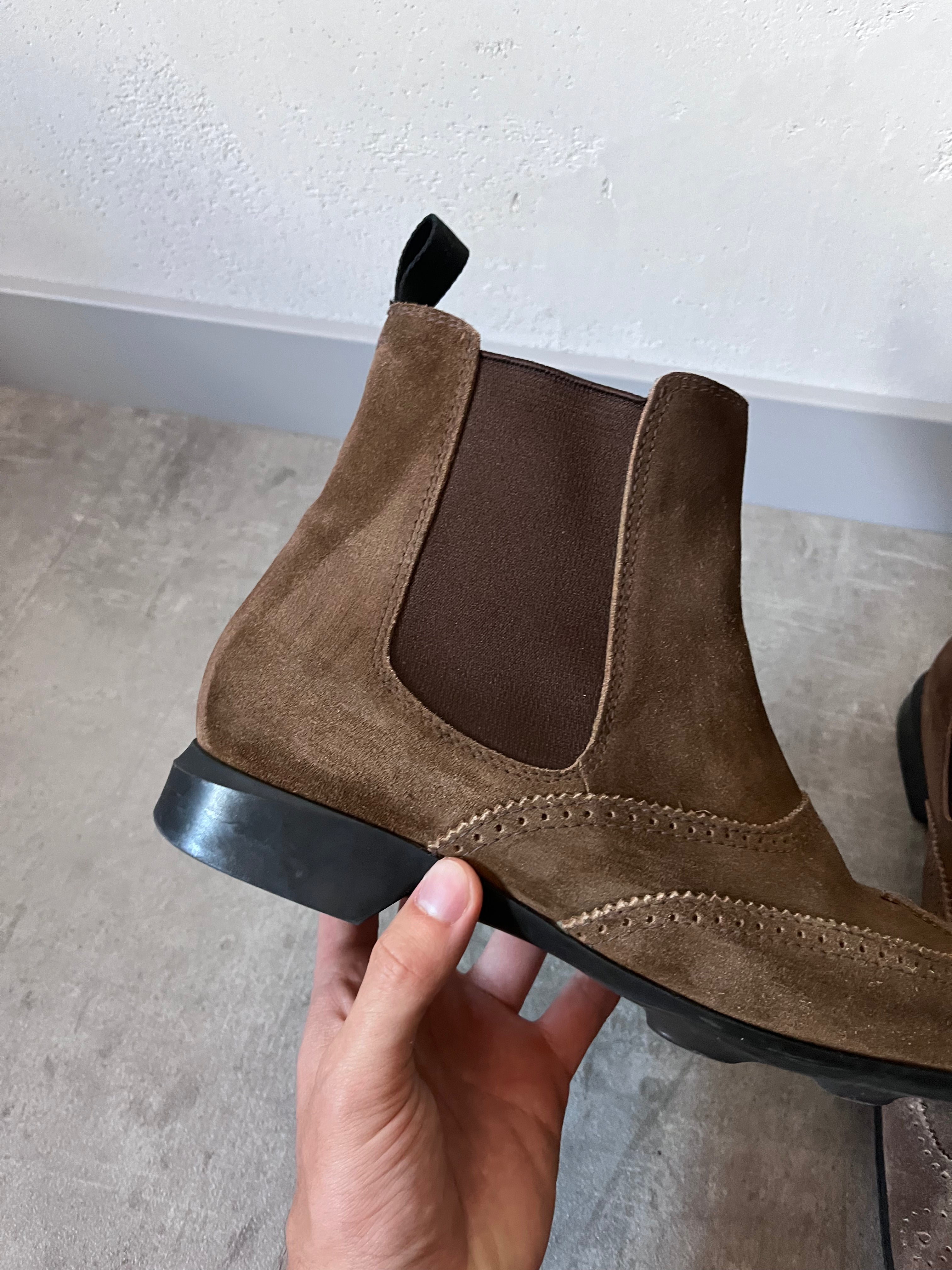 90s Miu Miu Chelsea Suede Bubble Sole Boots Brown Men - 42