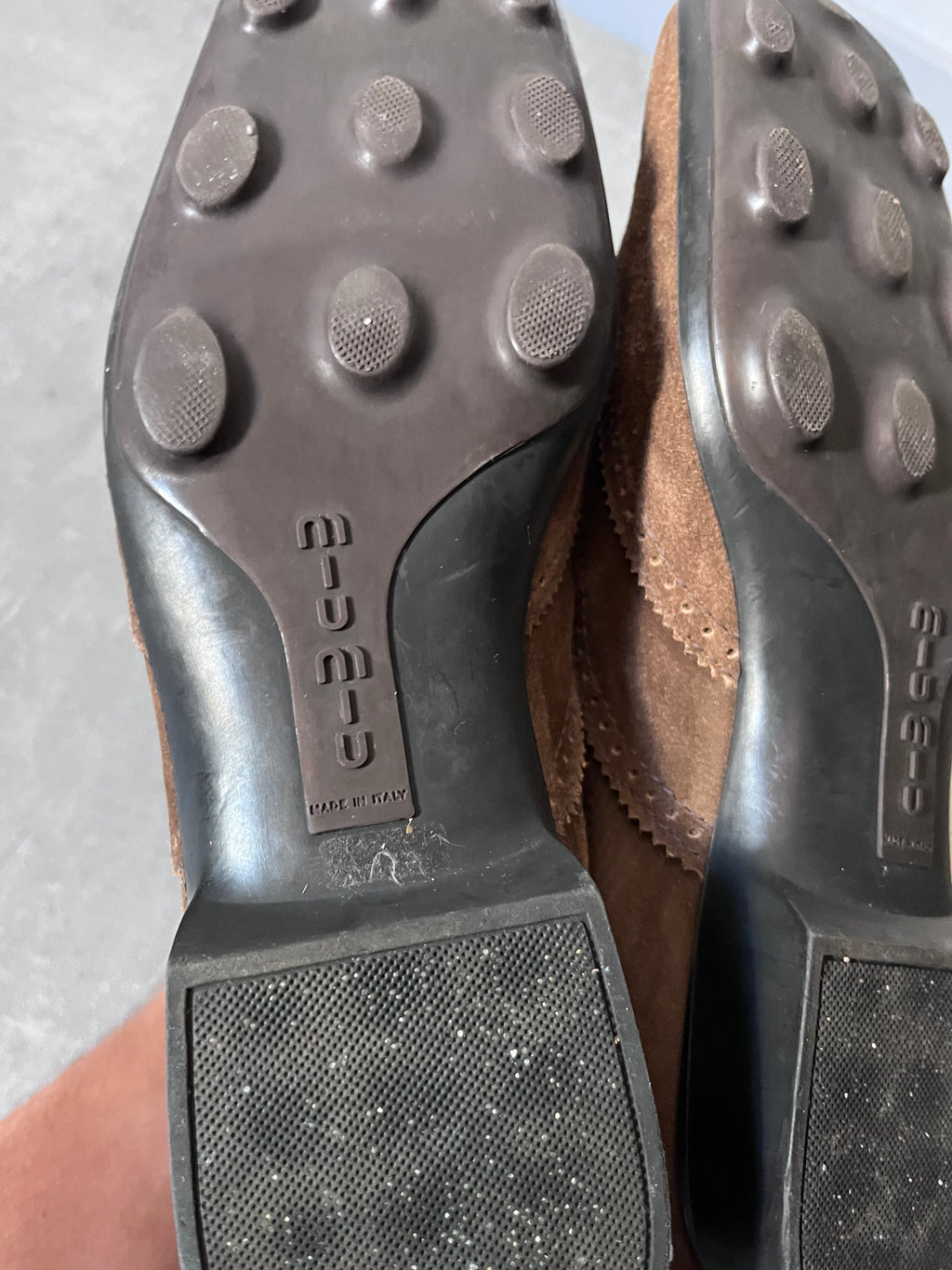 90s Miu Miu Chelsea Suede Bubble Sole Boots Brown Men - 42
