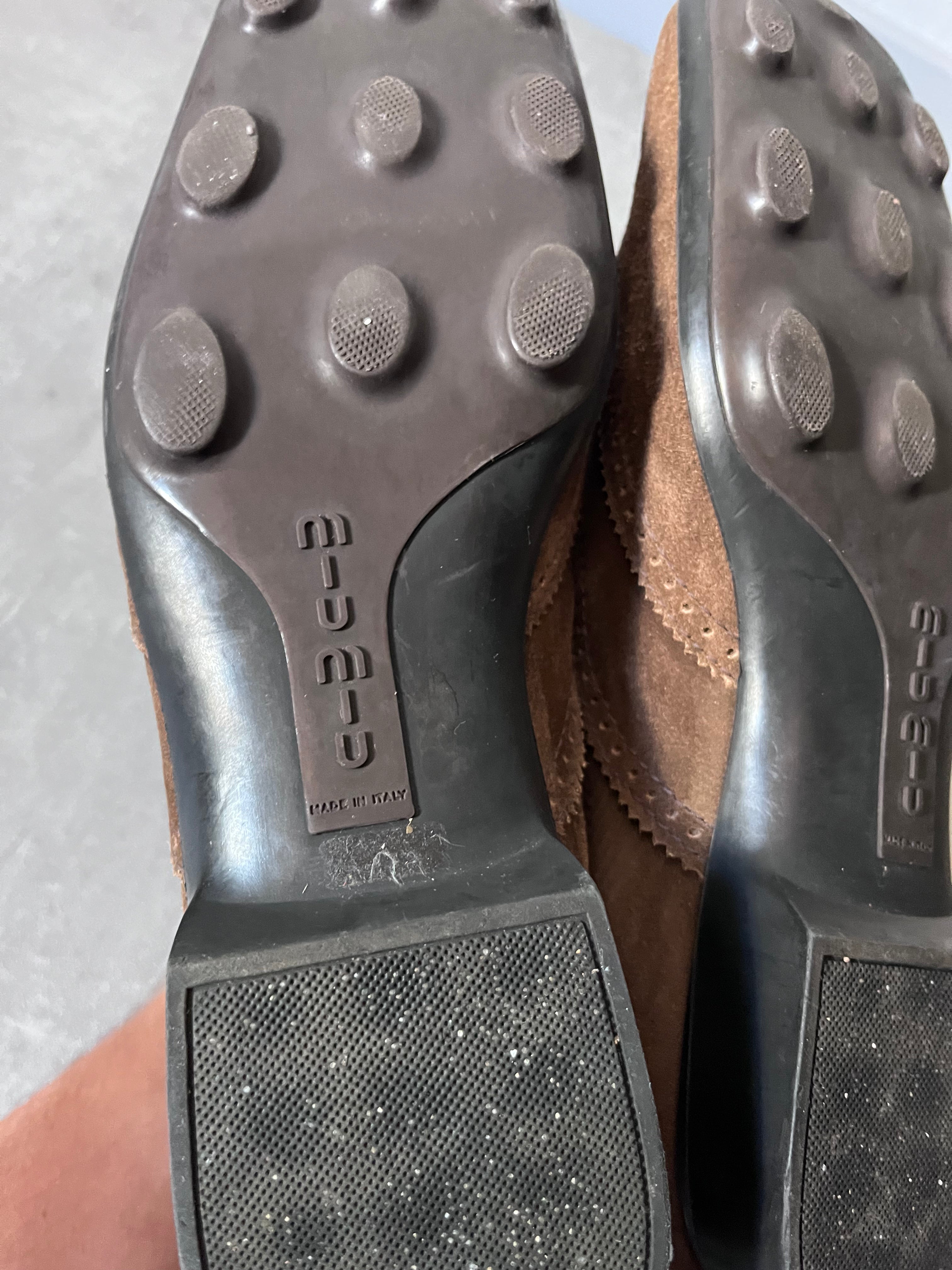 90s Miu Miu Chelsea Suede Bubble Sole Boots Brown Men - 42