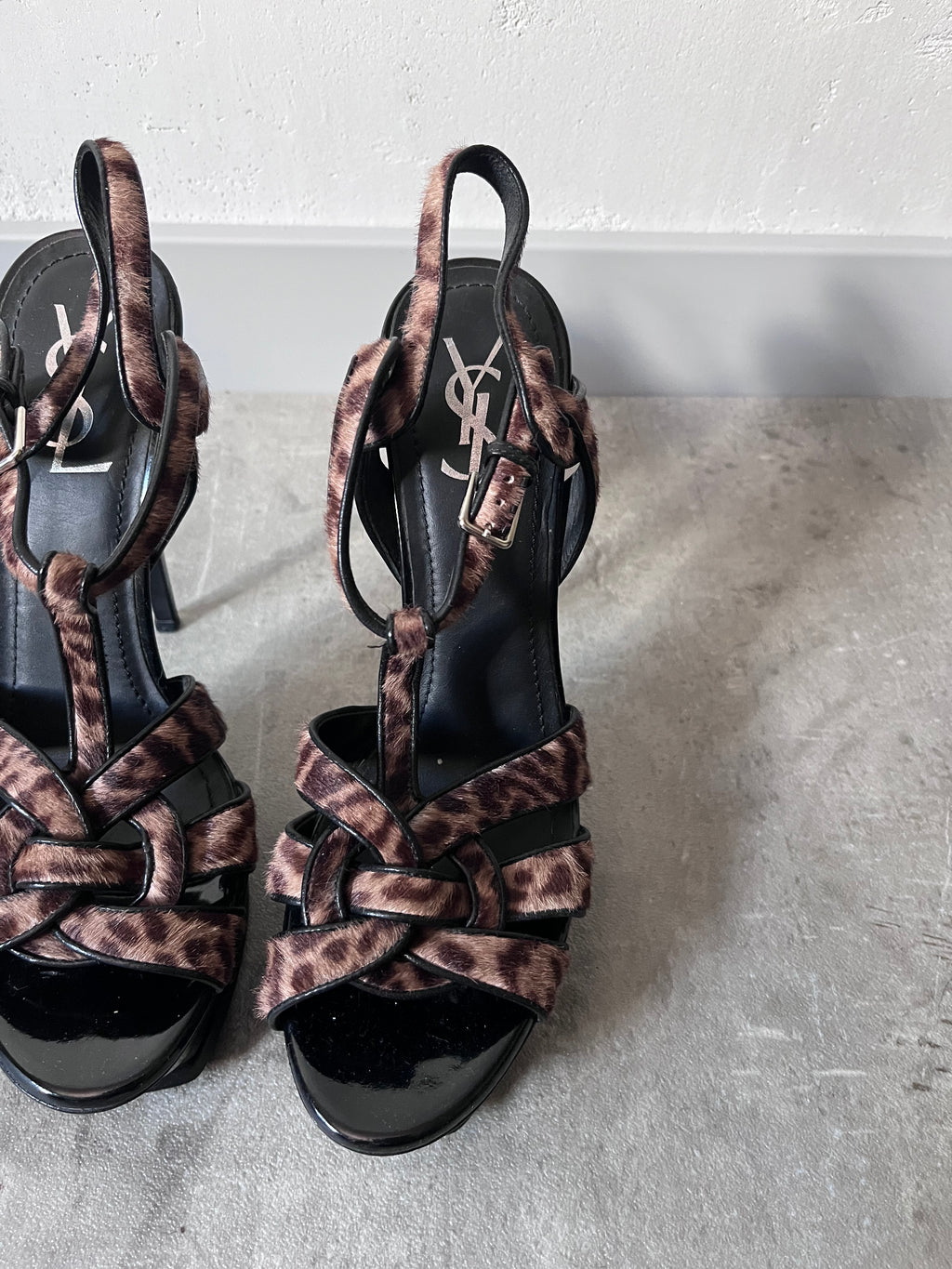 2000s Yves Saint Laurent Ponyhair Animal Print Heels Sandals - 39,5