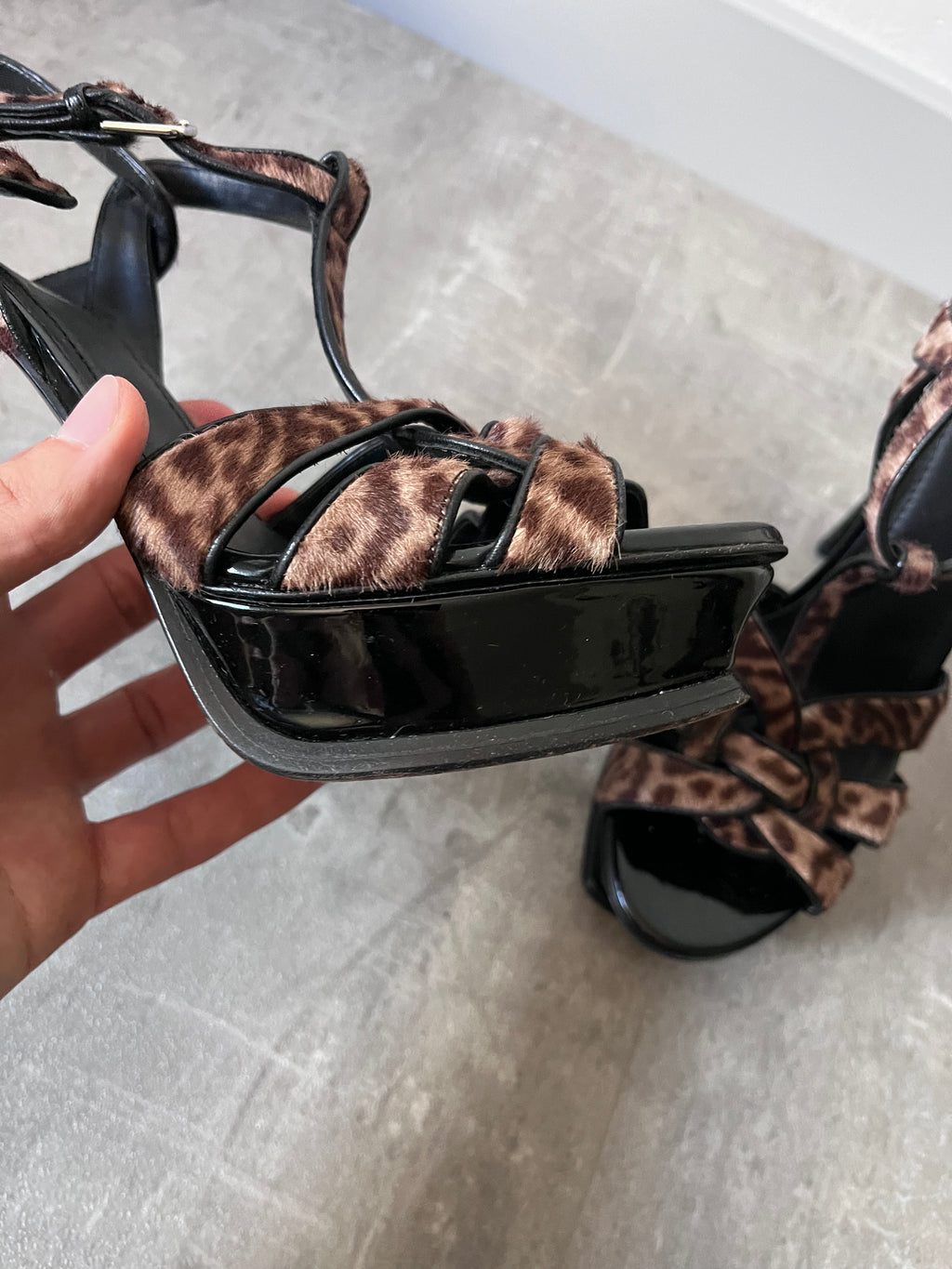 2000s Yves Saint Laurent Ponyhair Animal Print Heels Sandals - 39,5