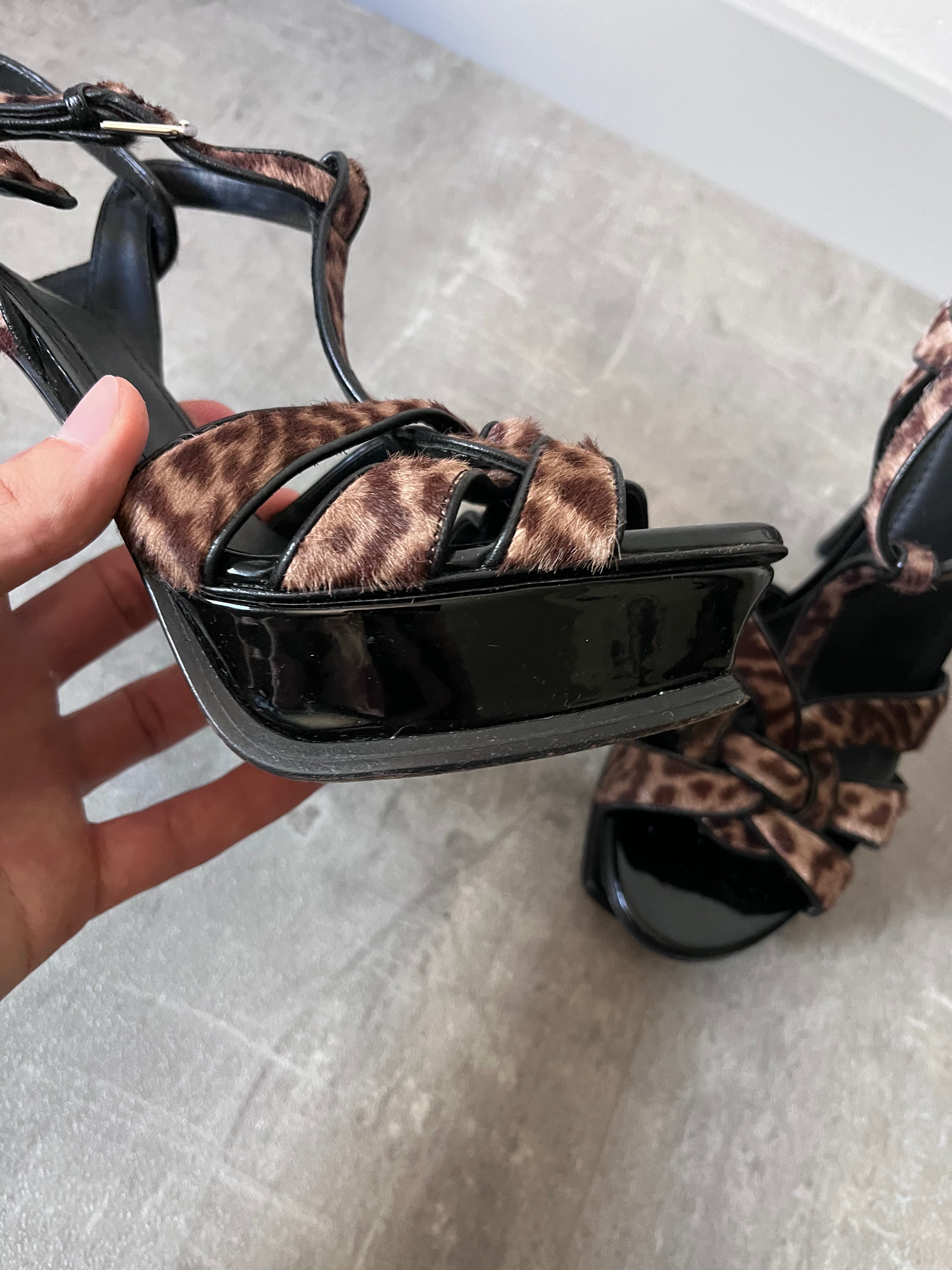 2000s Yves Saint Laurent Ponyhair Animal Print Heels Sandals - 39,5