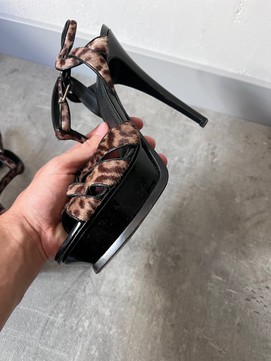 2000s Yves Saint Laurent Ponyhair Animal Print Heels Sandals - 39,5