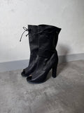 Fendi Free Toe Leather Ankle Heels Black Women - 39