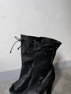 Fendi Free Toe Leather Ankle Heels Black Women - 39