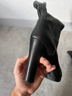 Fendi Free Toe Leather Ankle Heels Black Women - 39