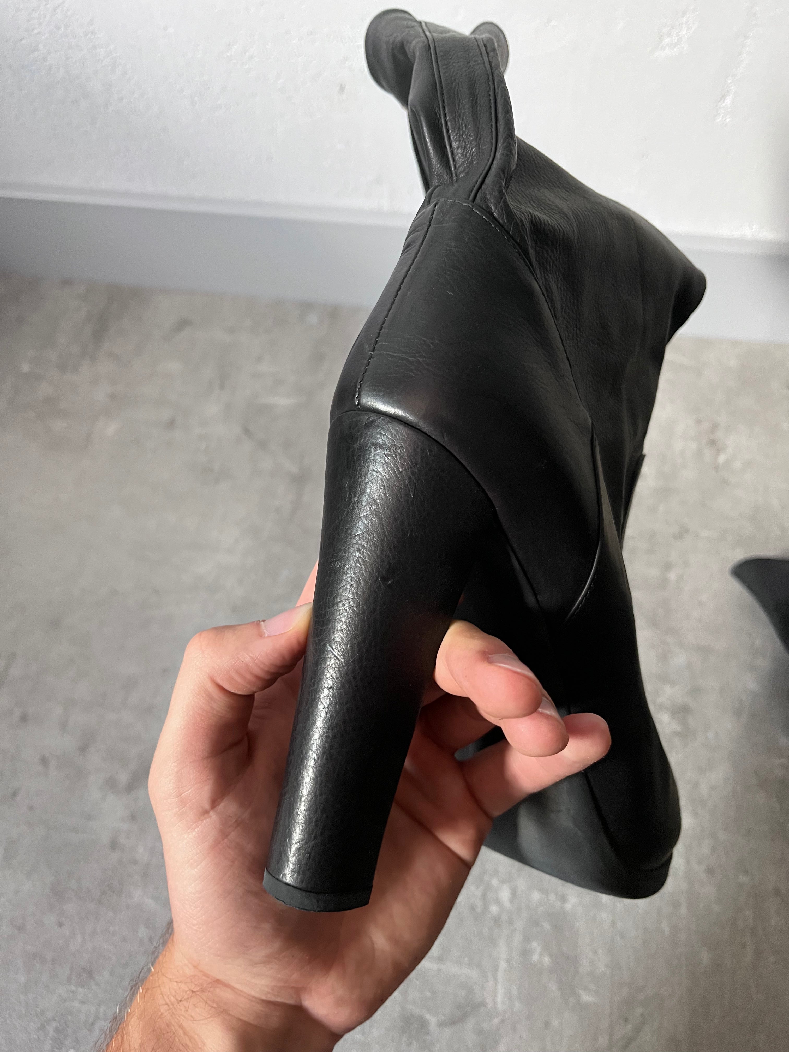 Fendi Free Toe Leather Ankle Heels Black Women - 39