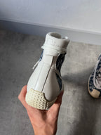 2000s Dior by John Galliano Monogram Canvas Leather Boxing Boots White Blue Women - 38.5