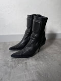 F/W 1999 Miu Miu Biker Leather Heels Black Women - 38