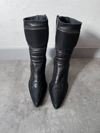 F/W 1999 Miu Miu Biker Leather Heels Black Women - 38