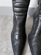 F/W 1999 Miu Miu Biker Leather Heels Black Women - 38