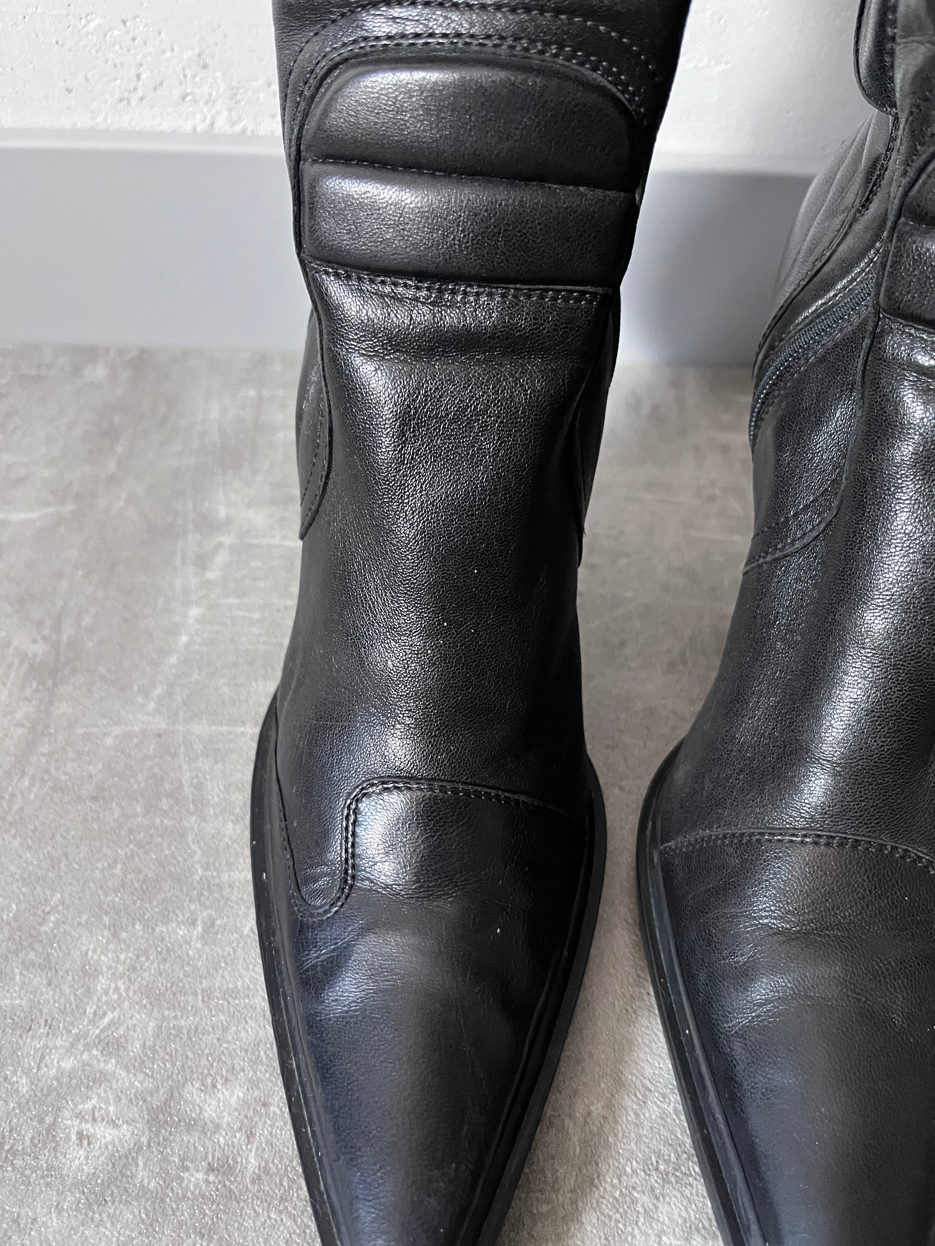 F/W 1999 Miu Miu Biker Leather Heels Black Women - 38
