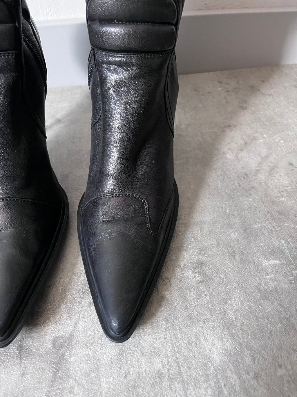 F/W 1999 Miu Miu Biker Leather Heels Black Women - 38