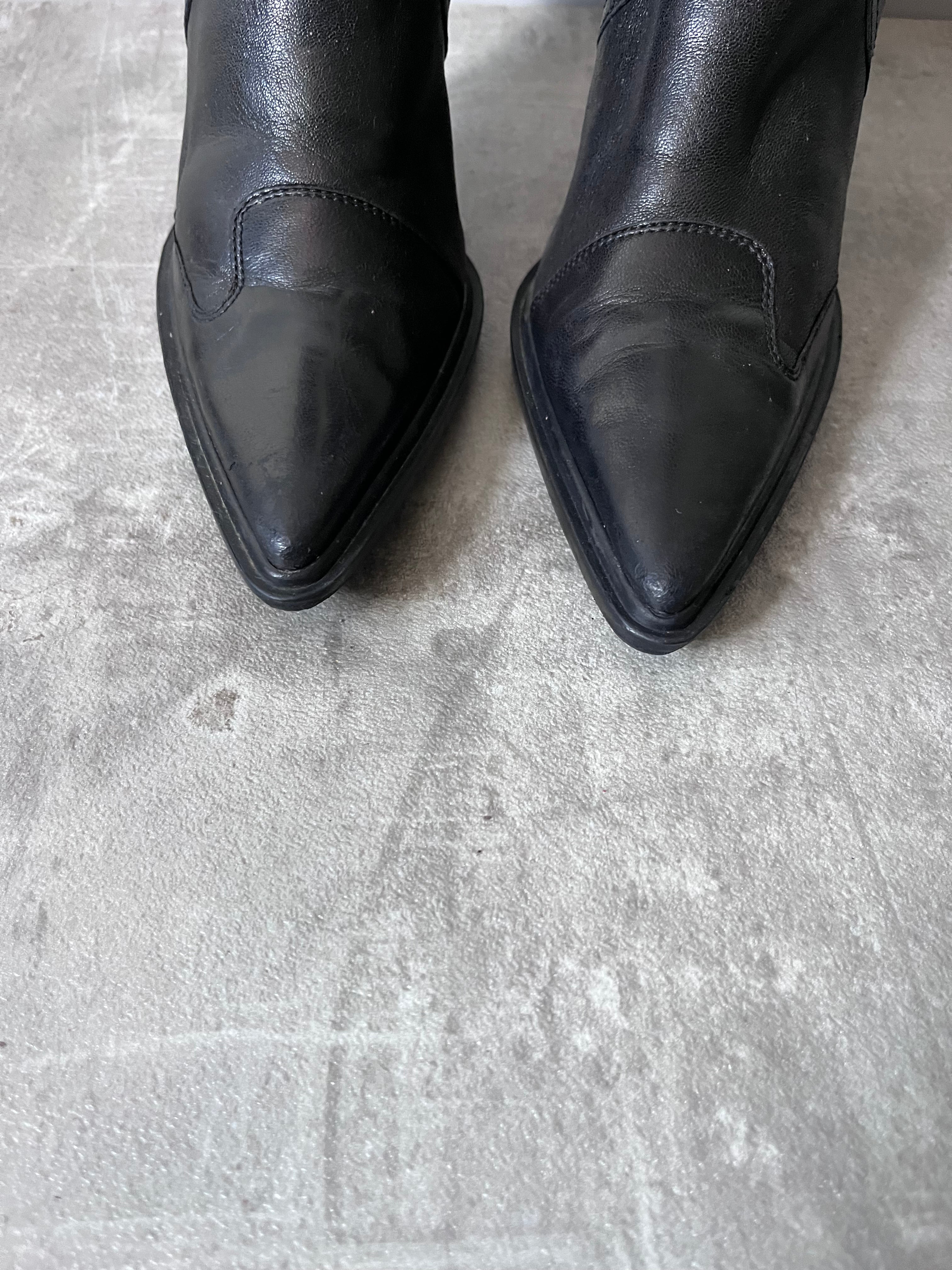F/W 1999 Miu Miu Biker Leather Heels Black Women - 38