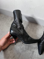 F/W 1999 Miu Miu Biker Leather Heels Black Women - 38