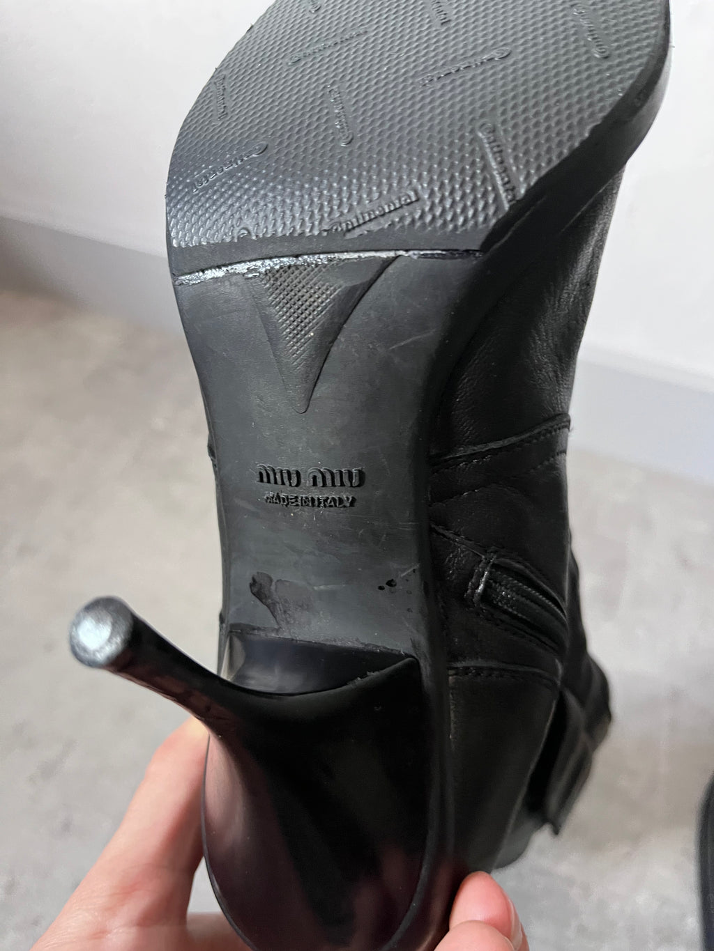 F/W 1999 Miu Miu Biker Leather Heels Black Women - 38