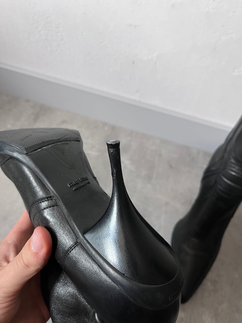 F/W 1999 Miu Miu Biker Leather Heels Black Women - 38