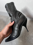 F/W 1999 Miu Miu Biker Leather Heels Black Women - 38