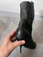 F/W 1999 Miu Miu Biker Leather Heels Black Women - 38