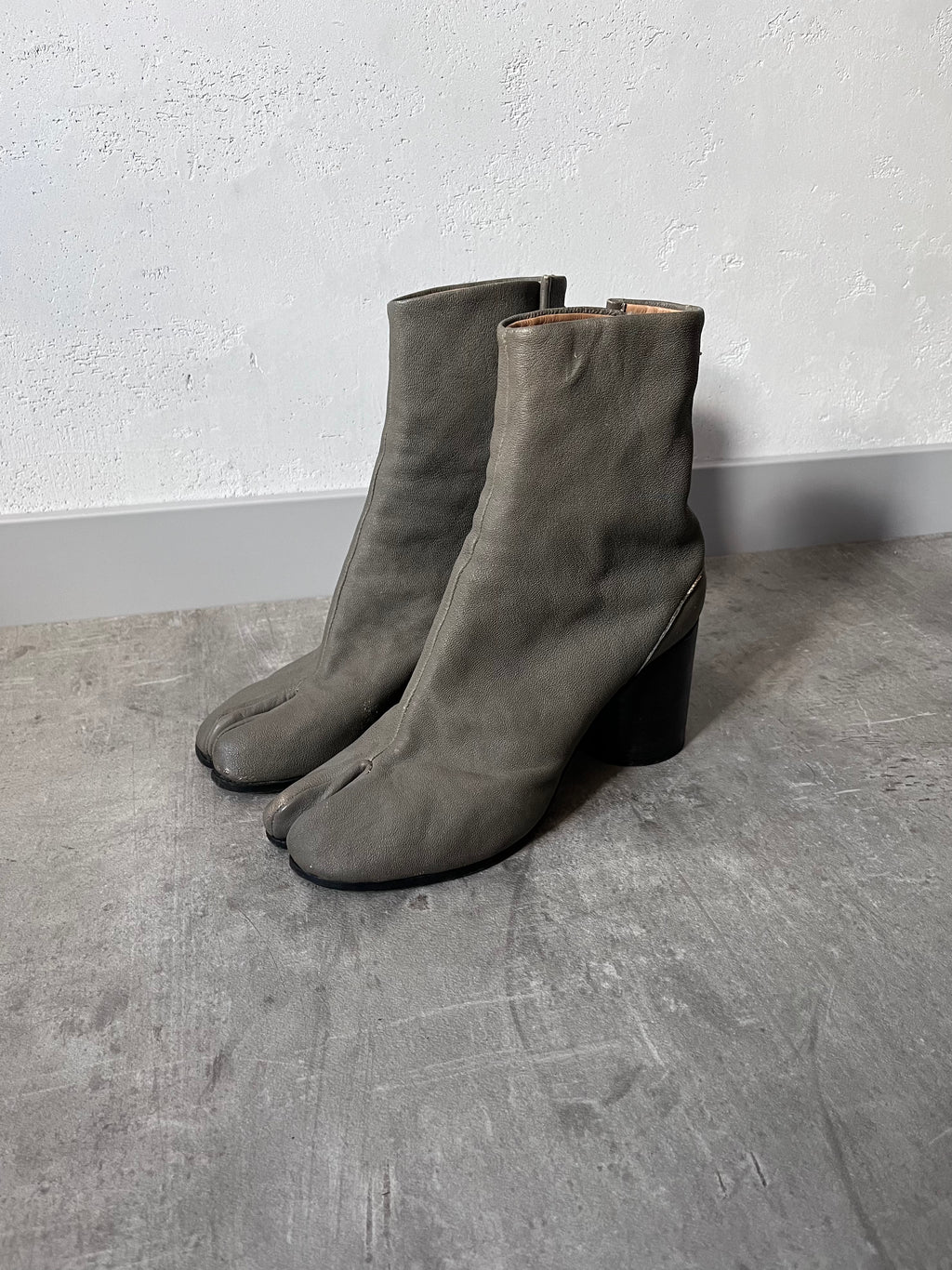 Maison Margiela Tabi Leather Heel Boots Grey Women - 41