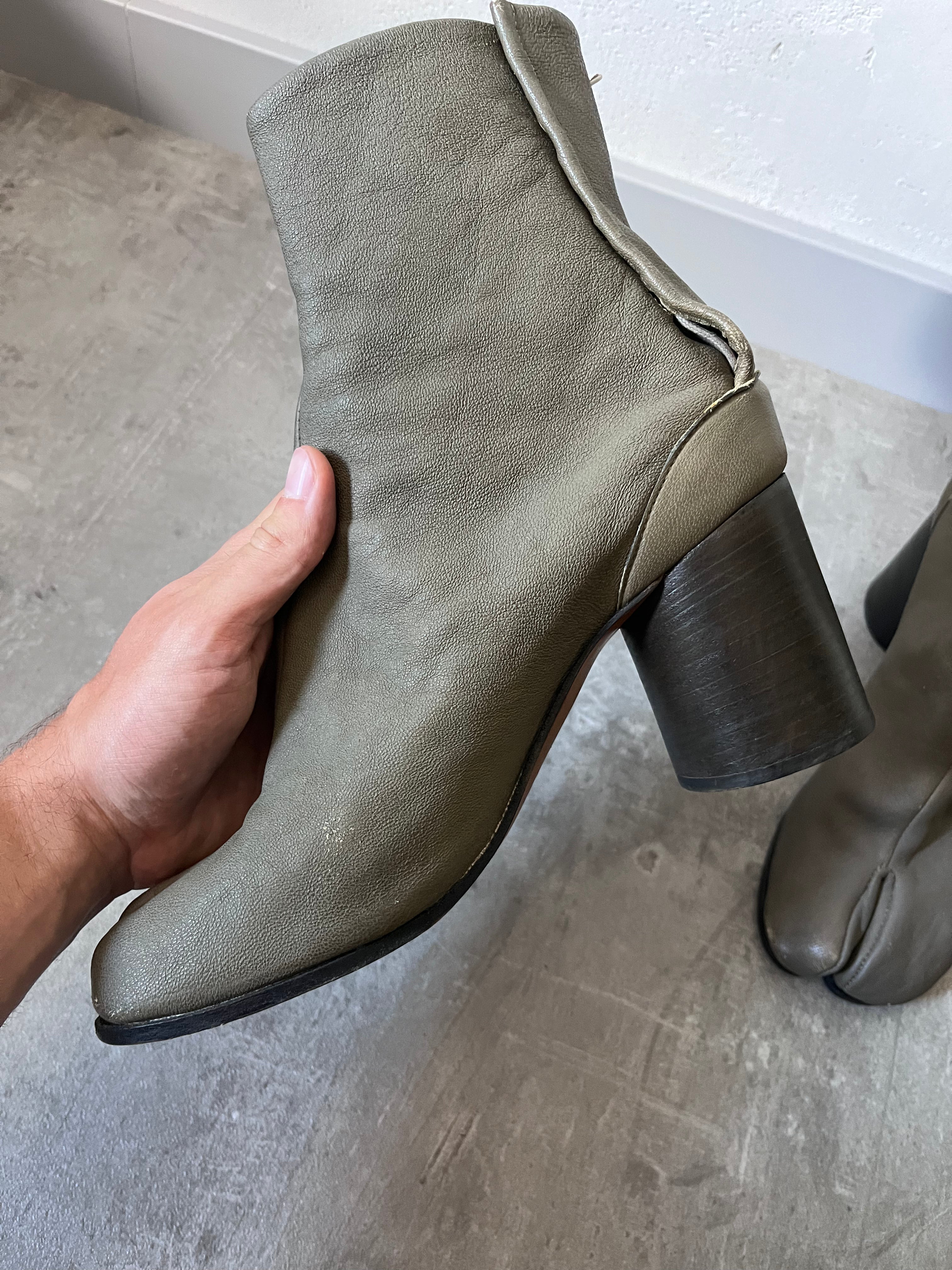 Maison Margiela Tabi Leather Heel Boots Grey Women - 41