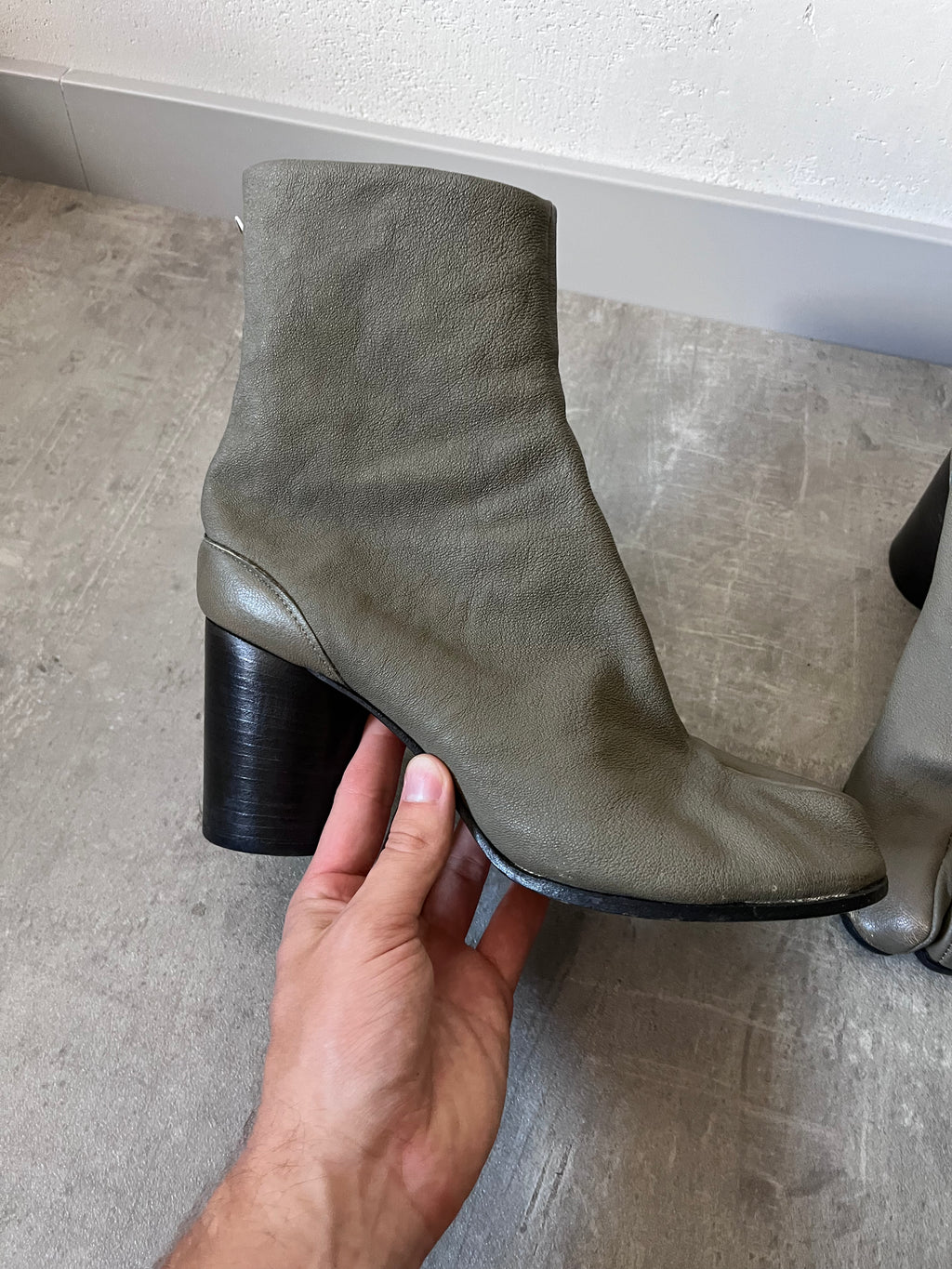 Maison Margiela Tabi Leather Heel Boots Grey Women - 41