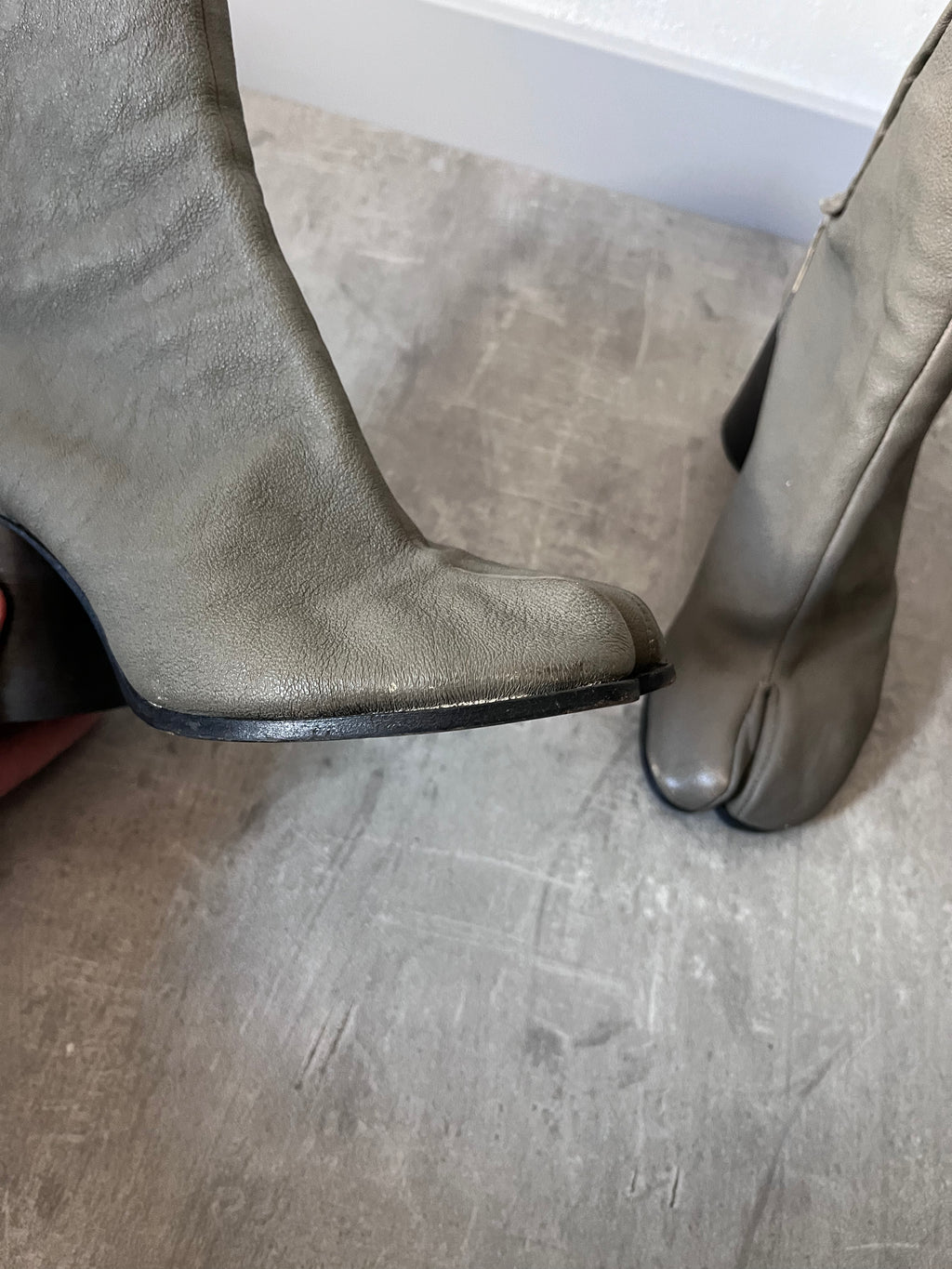 Maison Margiela Tabi Leather Heel Boots Grey Women - 41