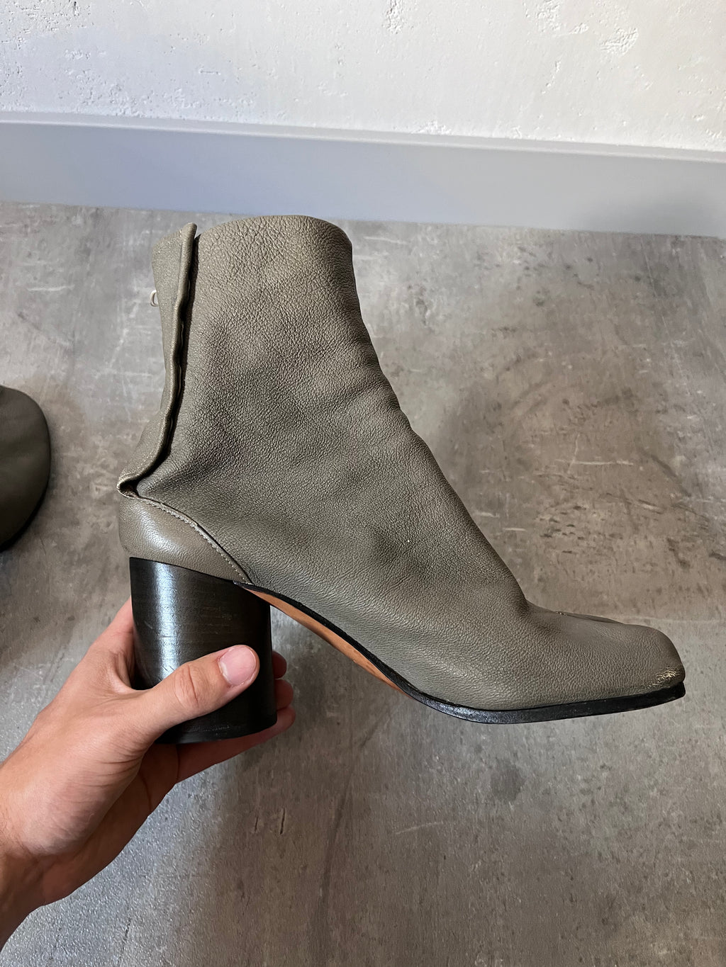 Maison Margiela Tabi Leather Heel Boots Grey Women - 41